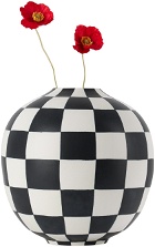 L'OBJET White & Black Large Damier Vase