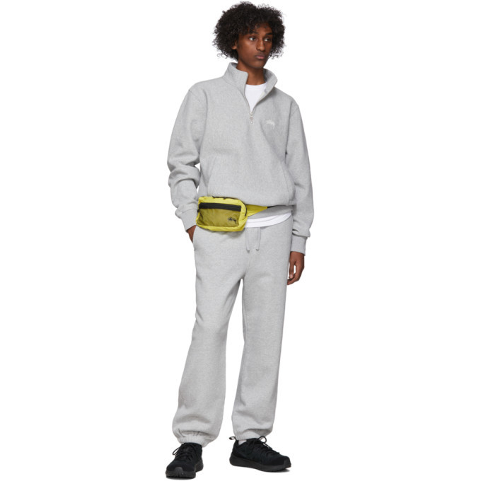 Stussy Grey Stock Logo Mock Sweatshirt Stussy