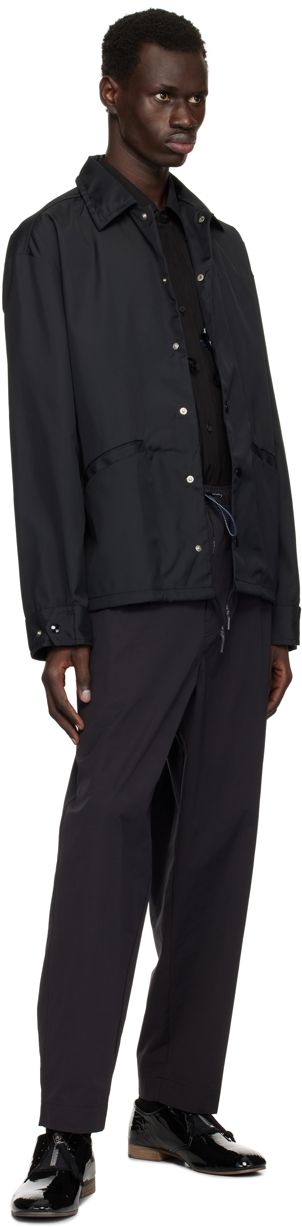 Toga Virilis Black Cotton Polyester Twill Trousers