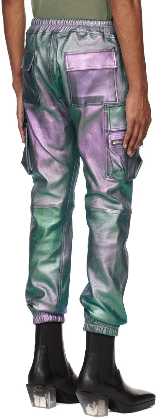 Rick Owens Green & Purple Mastodon Leather Pants Rick Owens