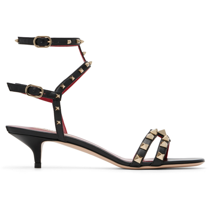 Photo: Valentino Garavani Black Rockstud Heeled Sandals