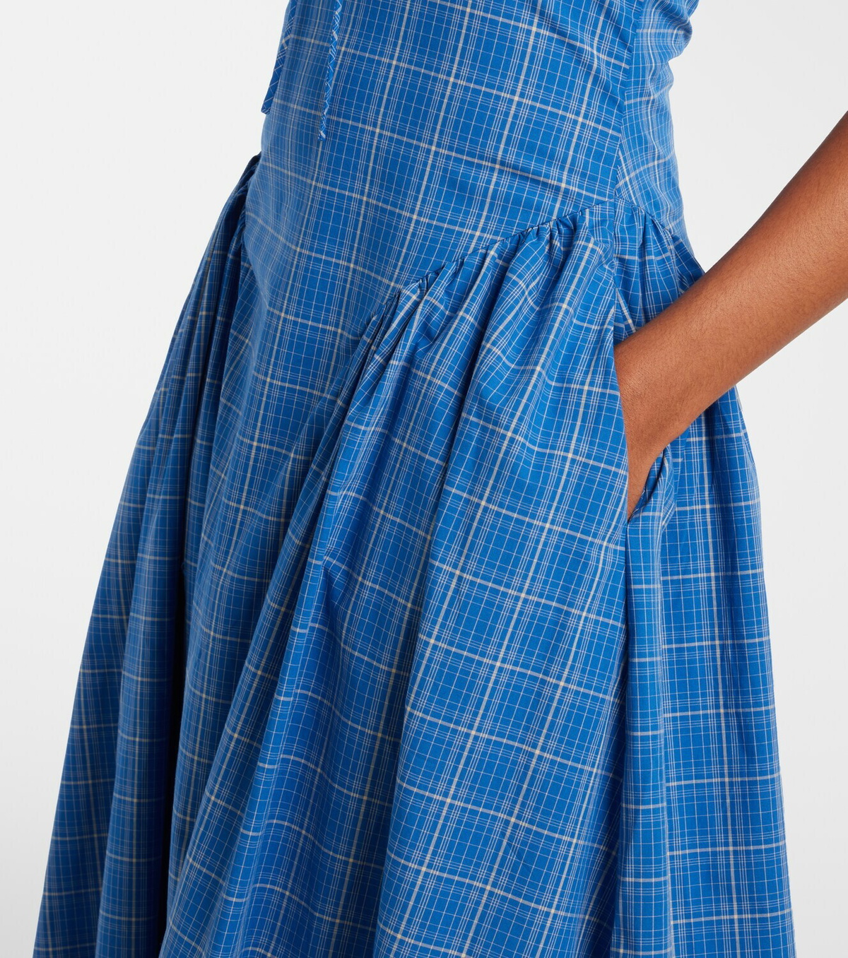Faithfull Del Ros plaid halterneck cotton midi dress