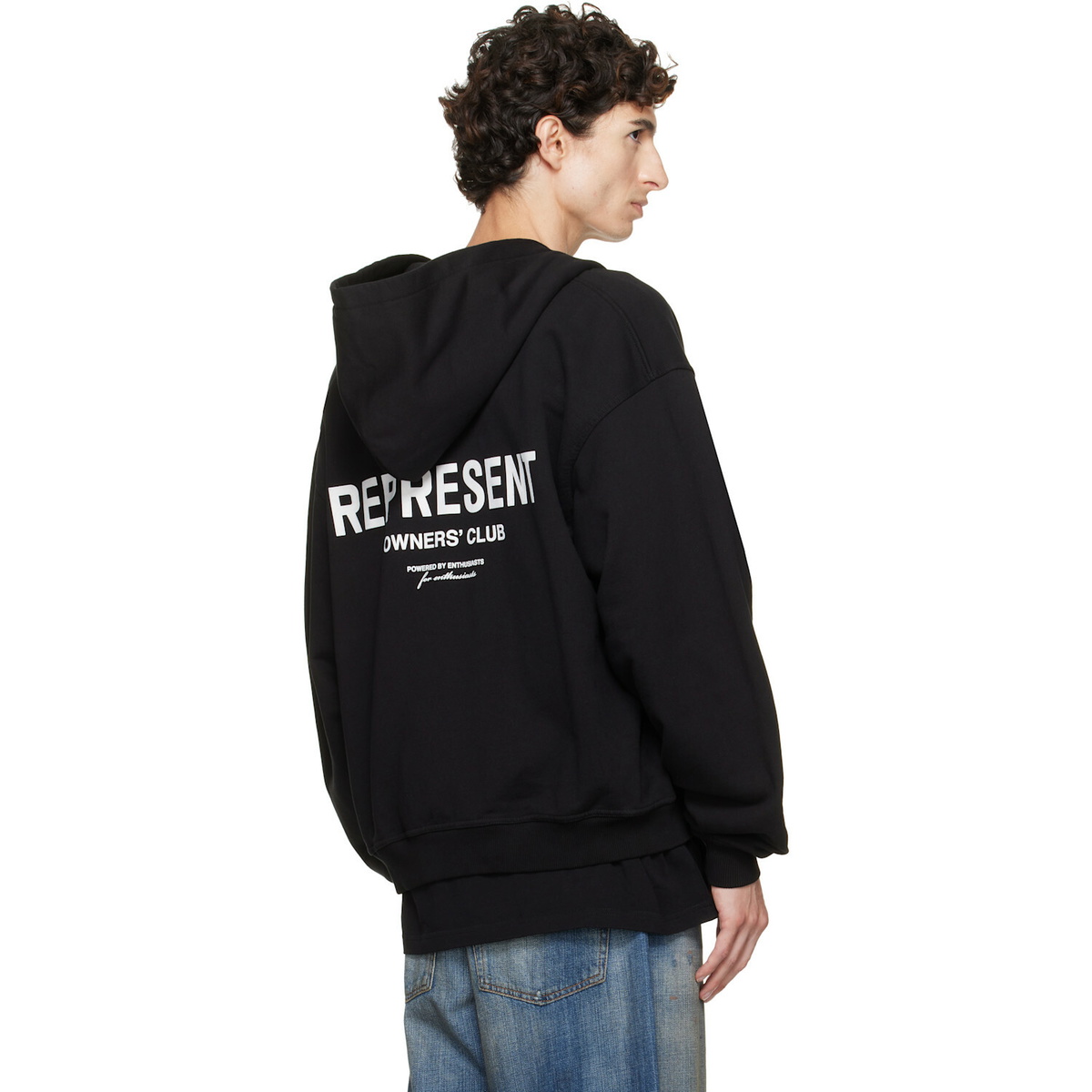 Represent Black Printed 'Owners Club' Zip-Up Hoodie
