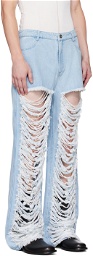 Dion Lee Blue Classic Frayed Jeans