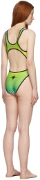 Paolina Russo SSENSE Exclusive Green One-Piece Printed Swimsuit