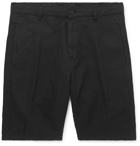 Aspesi - Cotton and Linen-Blend Twill Shorts - Black
