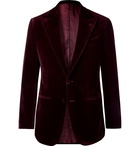 Thom Sweeney - Burgundy Slim-Fit Cotton-Velvet Tuxedo Jacket - Burgundy