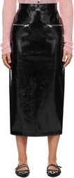 MSGM Black Patent Faux-Leather Midi Skirt
