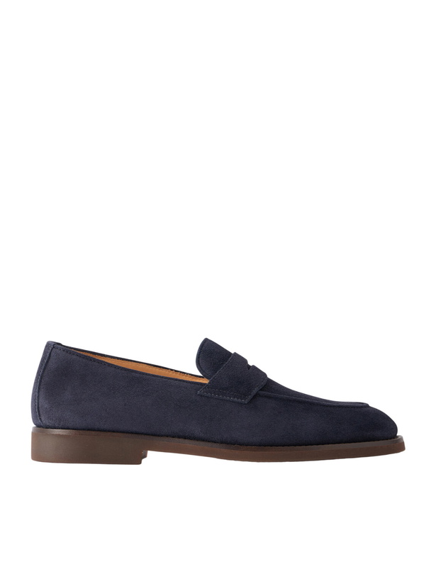 Photo: Brunello Cucinelli - Flex Suede Penny Loafers - Blue