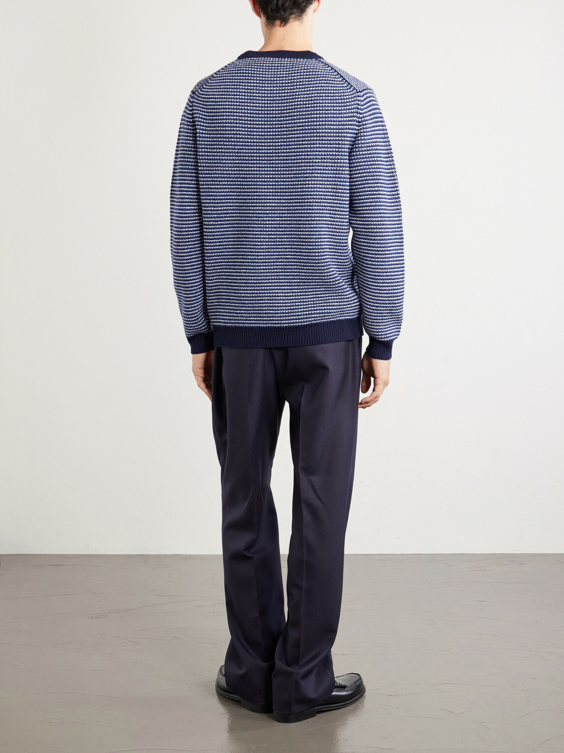 Lardini - Striped Wool and Cashmere-Blend Sweater - Blue