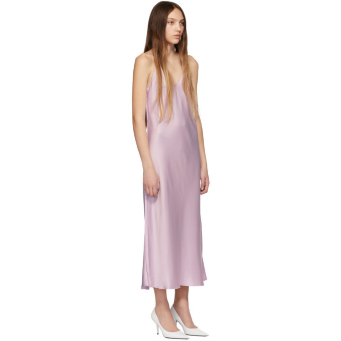 open lace back dress Purple Silk Slip Sleeveless Midi Dress main image 0