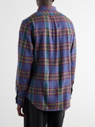 Polo Ralph Lauren - Button-Down Collar Checked Cotton-Flannel Shirt - Blue