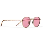 Eyevan 7285 - Round-Frame Gold-Tone Titanium and Tortoiseshell Acetate Sunglasses - Gold