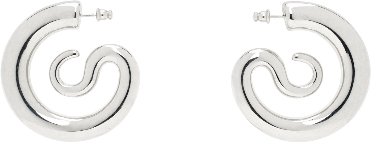 Panconesi Silver Serpent Hoops Medium Earrings
