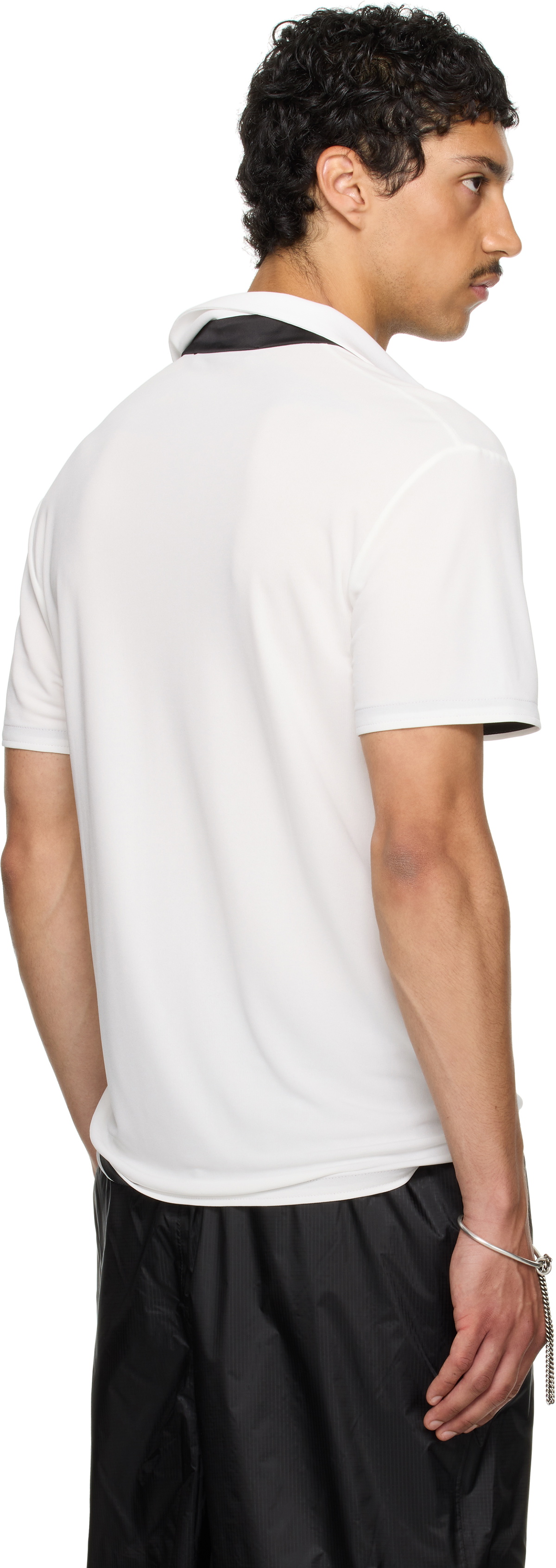 AARON ESH SSENSE Exclusive White Satin Strip Polo
