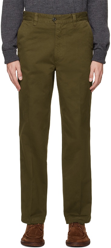 Photo: Drake's Green Flat Front Trousers