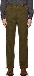 Drake's Green Flat Front Trousers