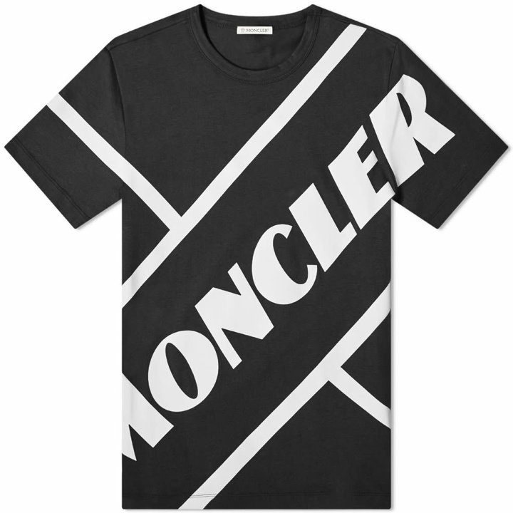 Photo: Moncler Men's Stripe Logo T-Shirt in Black