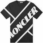 Moncler Men's Stripe Logo T-Shirt in Black