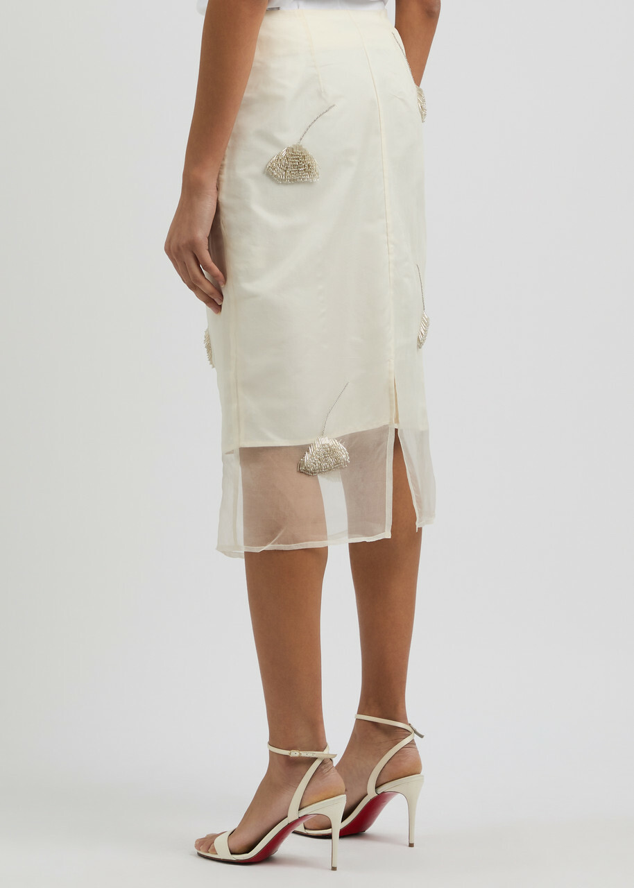 スカート SPORTMAX White Organza Album1234 Skirt Sustainable Organza Drawstring Ruched Maxi Skirt – SNIDEL