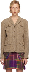 Anna Sui Beige Herringbone Blazer