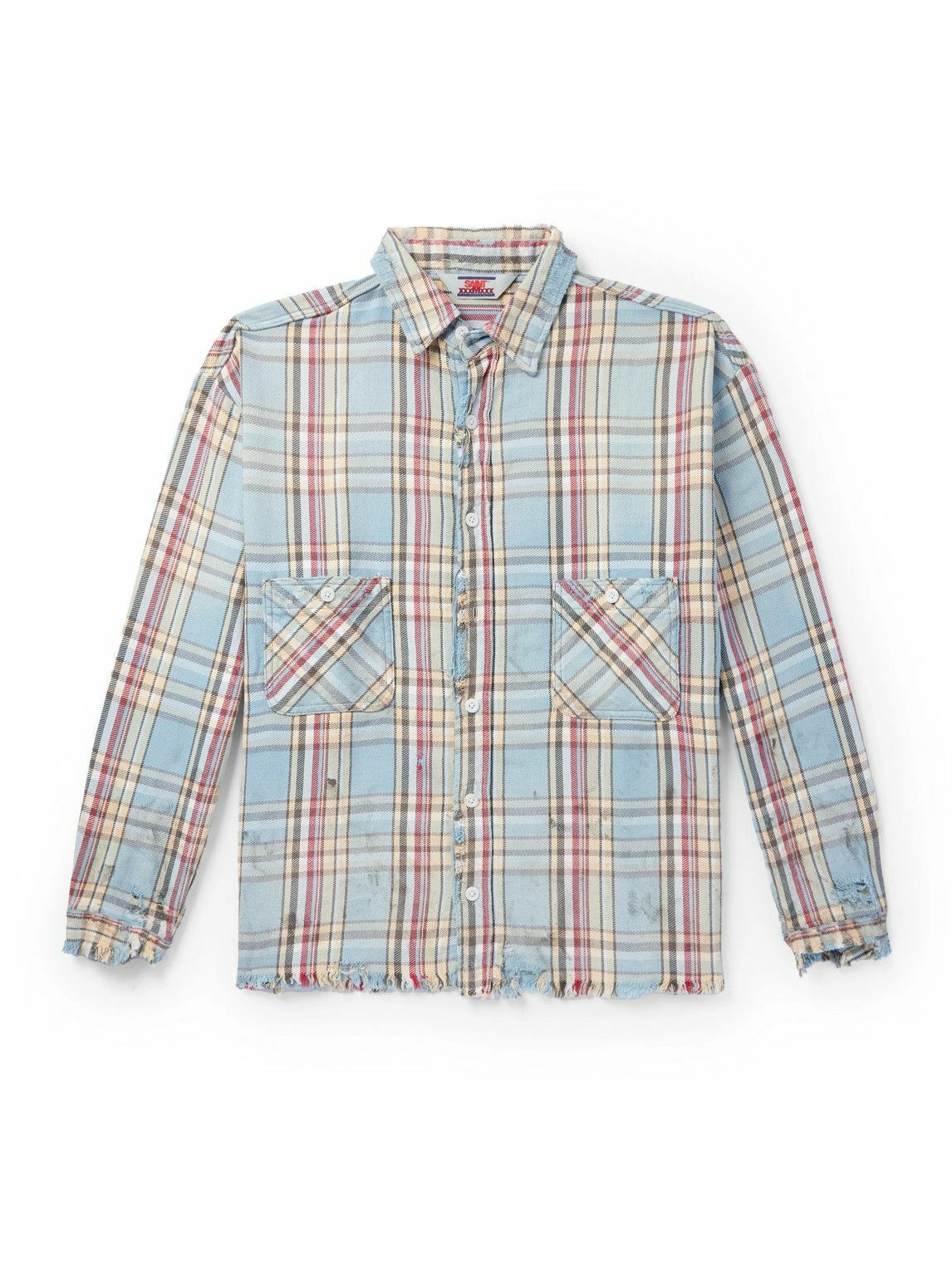 SAINT Mxxxxxx - LASTMAN Distressed Checked Cotton-Flannel Shirt 
