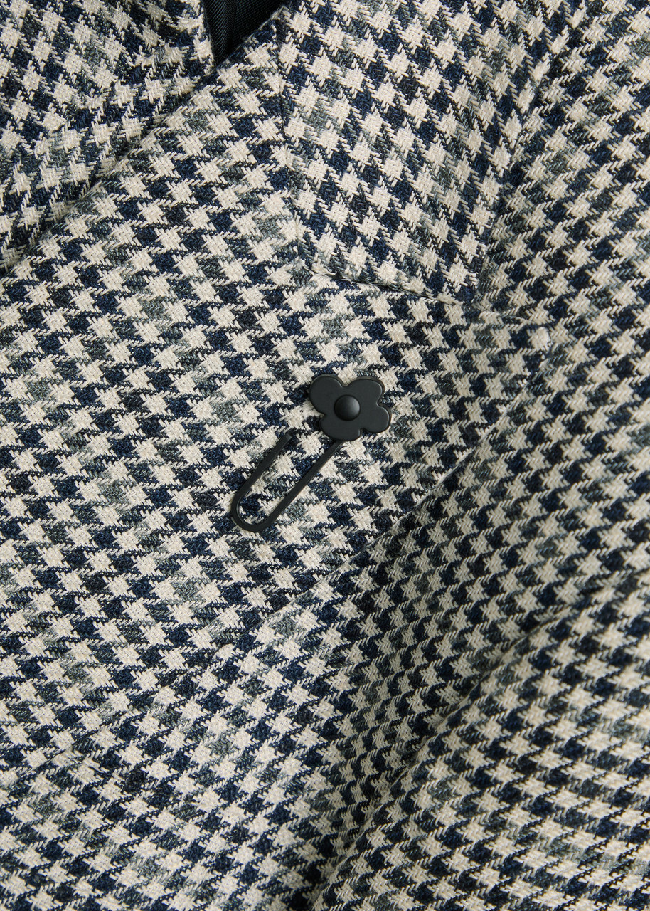 Lardini Houndstooth Cotton and Flax-blend Blazer Grey