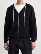 Rick Owens - Ribbed Virgin Wool Zip-Up Hoodie - Black