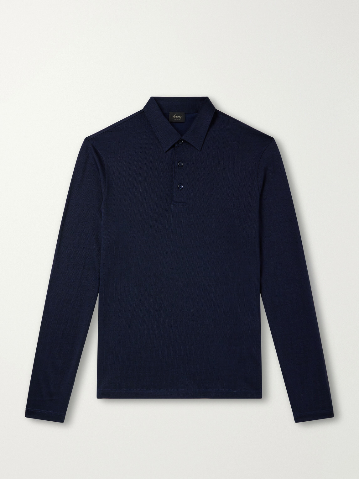 Brioni - Wool and Silk-Blend Polo Shirt - Blue