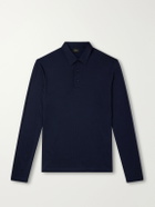Brioni - Wool and Silk-Blend Polo Shirt - Blue