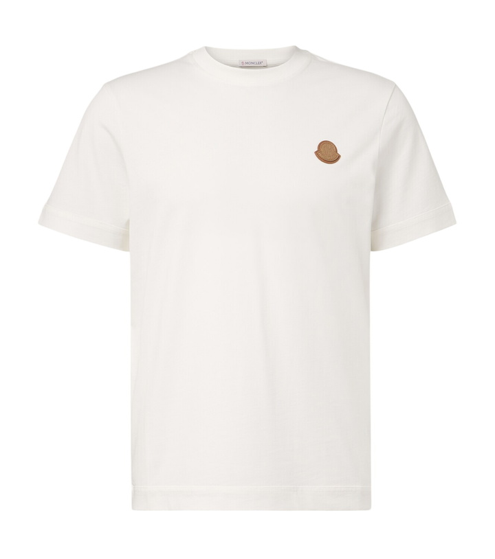 Photo: Moncler Leather-trimmed cotton jersey T-shirt