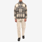 And Wander Men's Check Boa Jacket in Gray