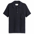 Maison Margiela Men's Knitted Polo Shirt in Blu/Black