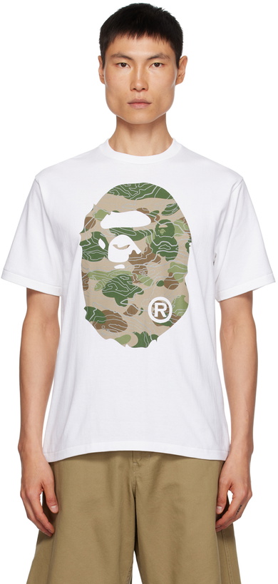 Photo: BAPE White Layered Line Camo Big Ape Head T-Shirt