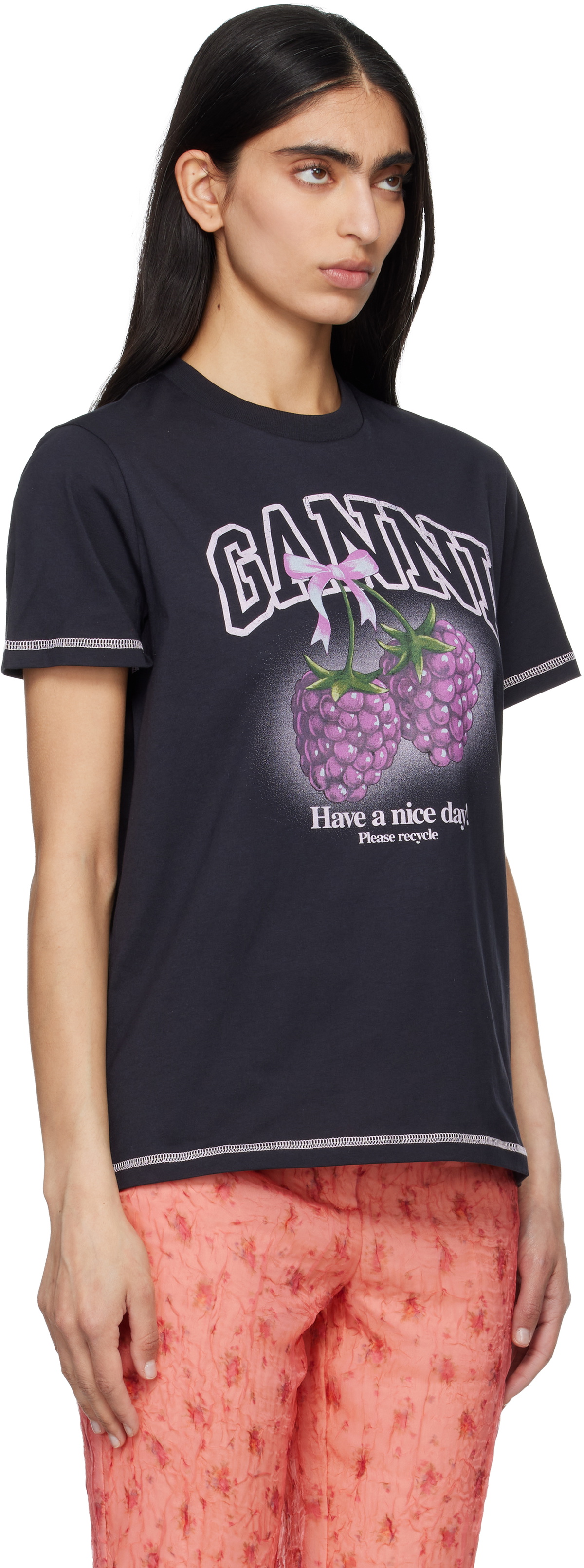 GANNI Black Raspberries T-shirt