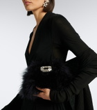 Amina Muaddi Camelia embellished feather clutch