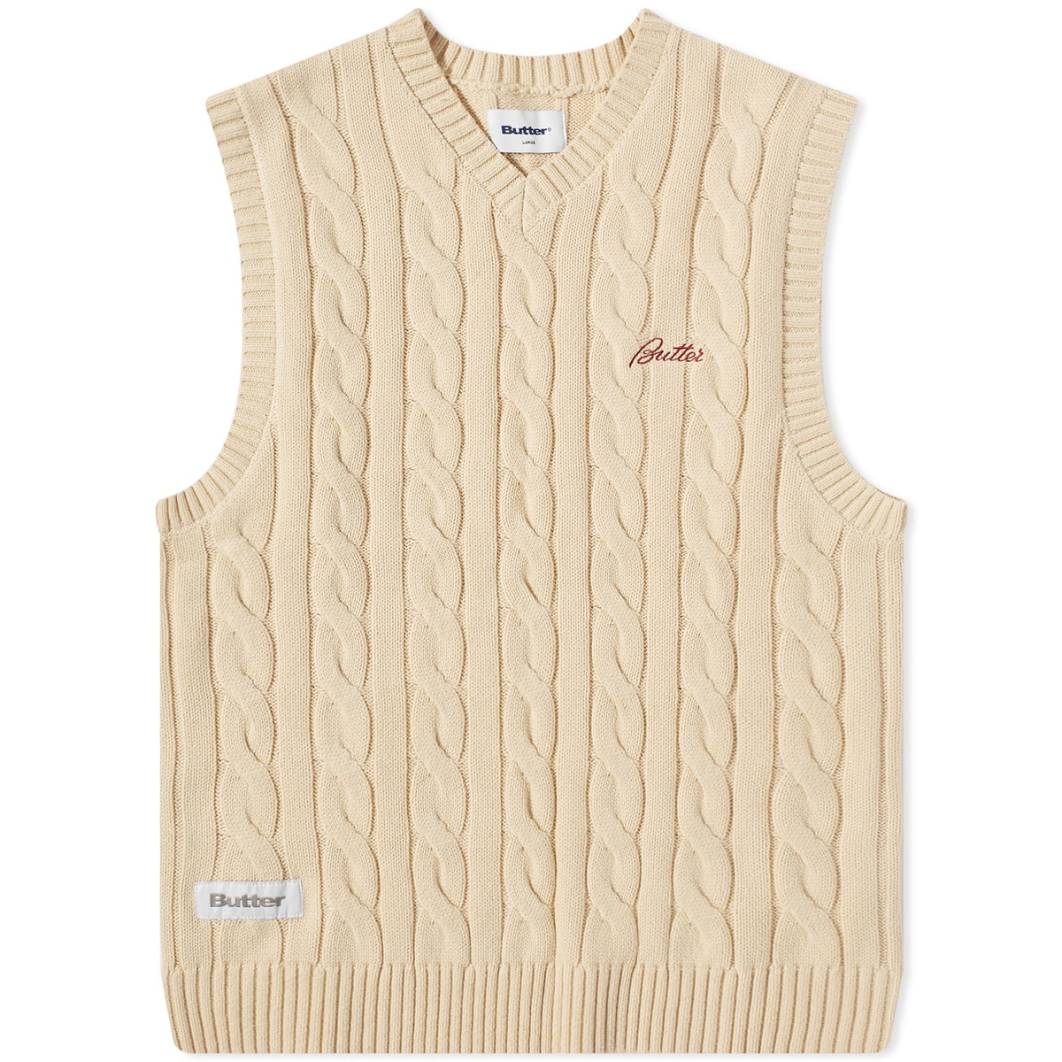 Butter Goods Men's Cable Knit Vest in Bone Butter Goods