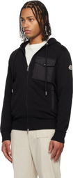 Moncler Black Cotton Blend Zip-Up Hoodie