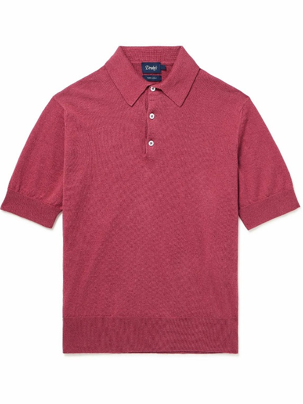 Photo: Drake's - Linen and Cotton-Blend Polo Shirt - Red
