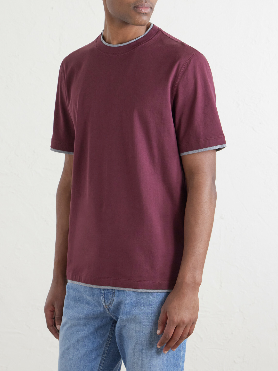 Brunello Cucinelli - Layered Cotton-Jersey T-Shirt - Burgundy