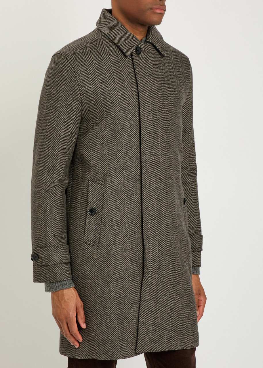 Paige Brunetti Herringbone Wool-blend Coat Brown