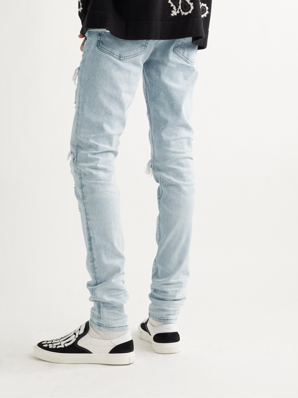 AMIRI - MX1 Skinny-Fit Bandana-Print Leather-Panelled Stretch-Denim Jeans -  Blue - UK/US 34