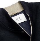 Mr P. - Melton Wool and Leather Bomber Jacket - Blue