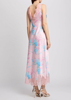 Loveshackfancy Floral Printed Satin Maxi Dress Pink