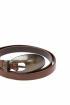 Diesel 1.5cm slim leather belt with sculptural buckle - Belts Womens in Brown