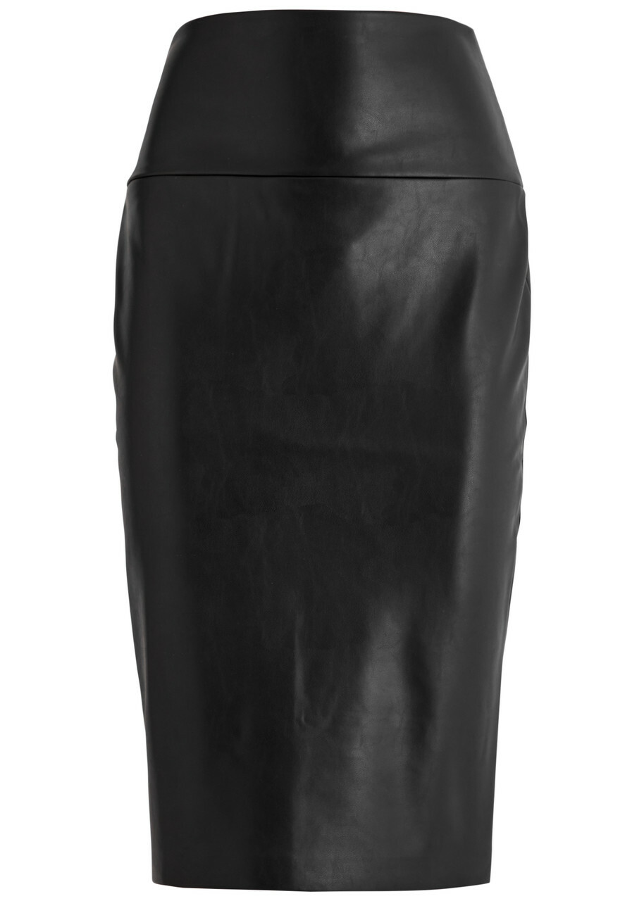 Norma Kamali Faux Leather Skirt Black