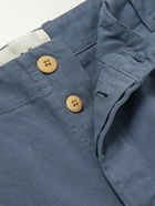 Folk - Assembly Garment-Dyed Pleated Cotton-Canvas Trousers - Blue