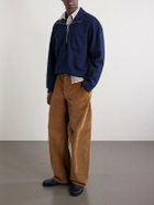 Drake's - Cotton and Wool-Blend Half-Zip Sweater - Blue