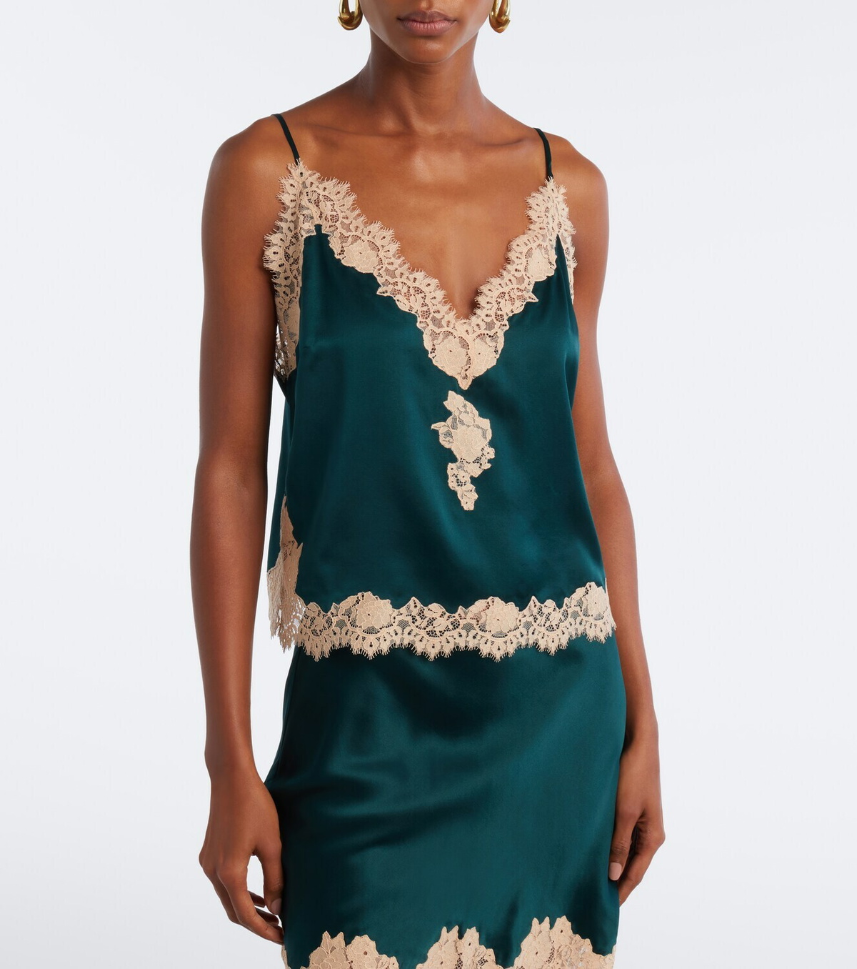 Dôen Kira lace-trimmed silk satin camisole