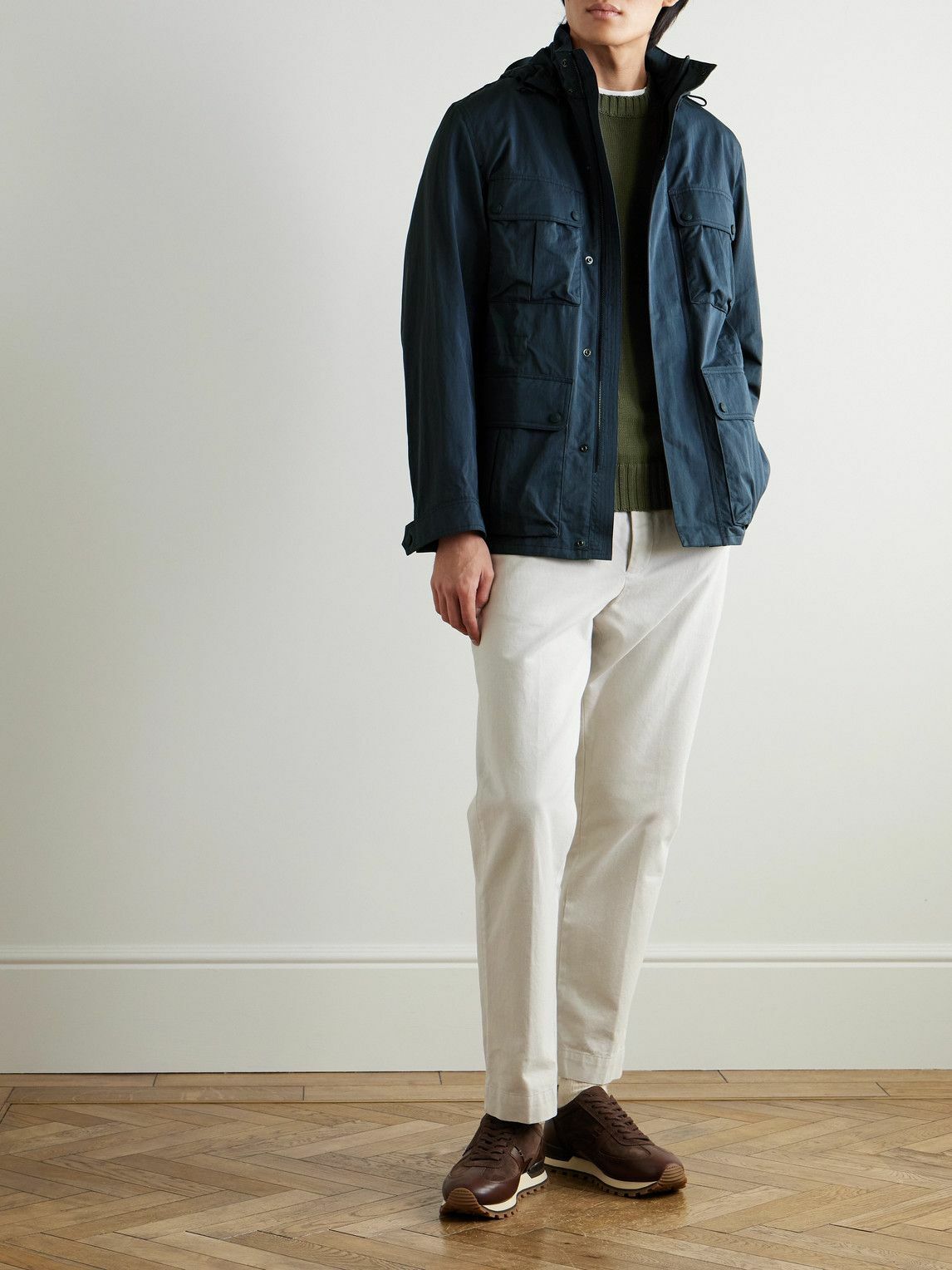 Belstaff - Drome Cotton-Blend Gabardine Hooded Jacket - Blue